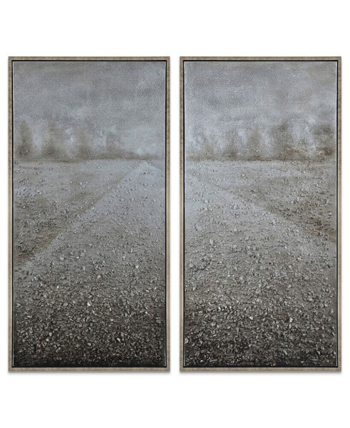 Pebble Road Textured Metallic Hand Painted Wall Art by Martin Edwards, 48" x 24" x 1.5"