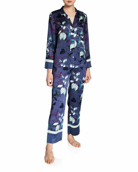 Neiman Marcus 270679 Floral-Printed Silk Pajama Top size Small