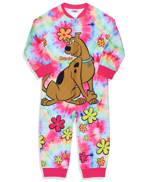 Toddler Girls Tie-Dye Flower Union Suit Footless Sleep Pajama