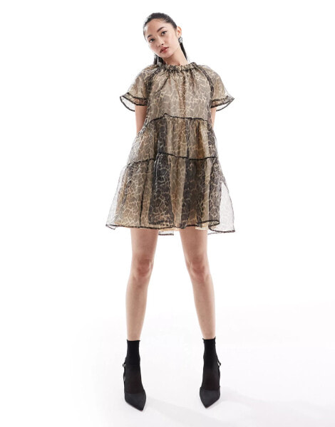 Sister Jane jacquard mini dress in leopard print