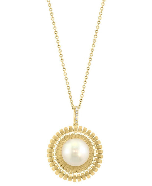 EFFY® Freshwater Pearl (9-1/2mm) & Diamond Accent Solitaire 18" Pendant Necklace in 14k Gold