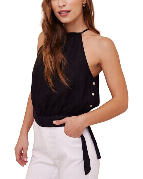 Bella Dahl Side Tie Button Linen Halter Top Women's