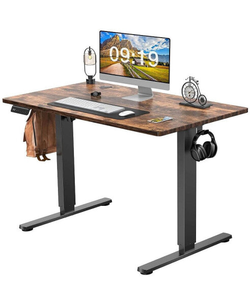 Electric Height Adjustable Standing Desk, Sit To Stand Ergonomic Computer Desk, Brown, 40" X 24"