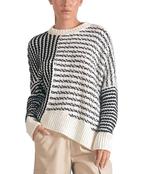 Women's Asymmetrical-Striped Sweater