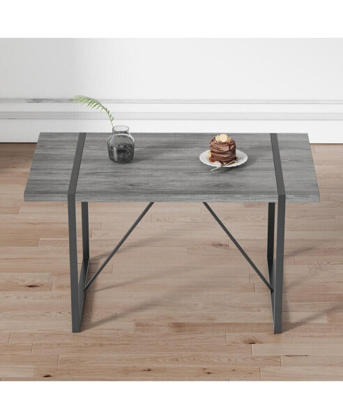 Industrial MDF Dining Table with Black Metal Legs