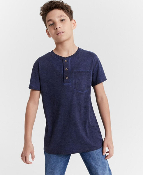 Big Boys Solid Washed Henley T-Shirt, Created for Macy's