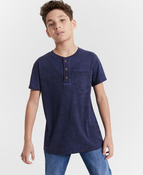 Little and Big Boys Solid Washed Henley T-Shirt, Created for Macy's