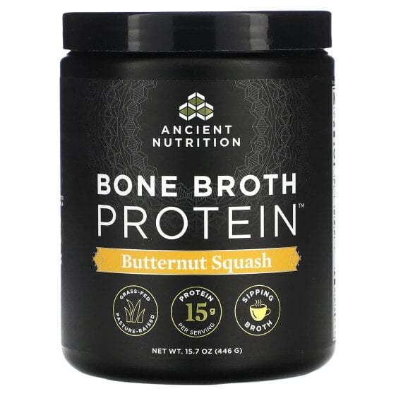 Dr. Axe / Ancient Nutrition, Bone Broth Protein, мускатная тыква, 446 г (15,7 унции)