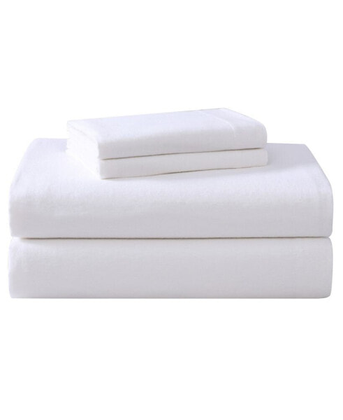Solid Cotton Flannel 4 Piece Sheet Set, King