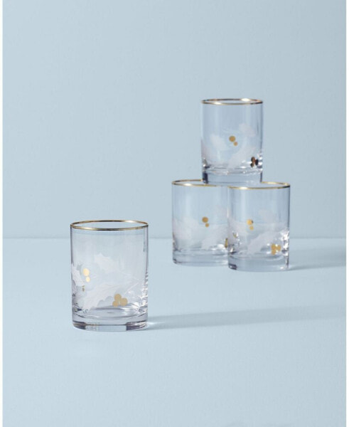 Holiday Gold Double Old Fashioned 4-piece Glass Set