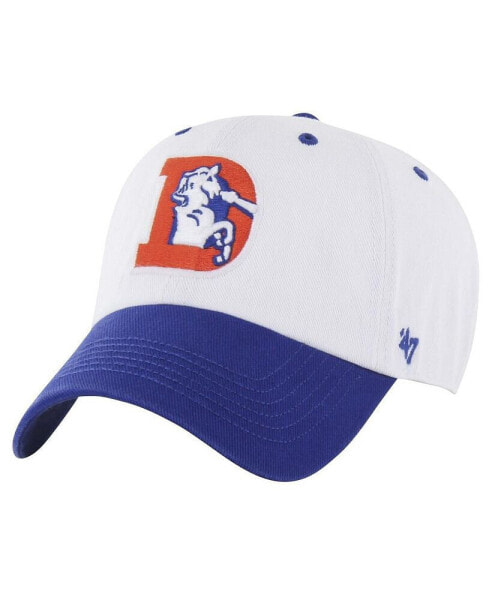 47 Brand Men's White/Royal Denver Broncos Double Header Diamond Legacy Clean Up Adjustable Hat