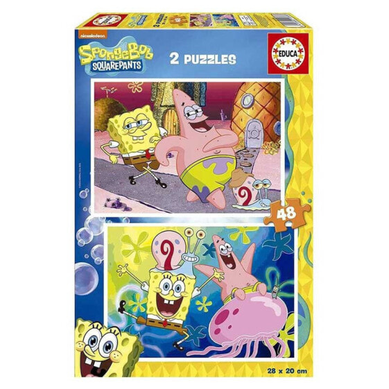 EDUCA BORRAS 2X48 Pieces Bob Esponja Wooden Puzzle