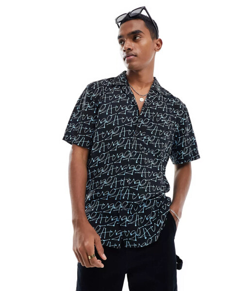 HUGO RED Ellino shirt in black print