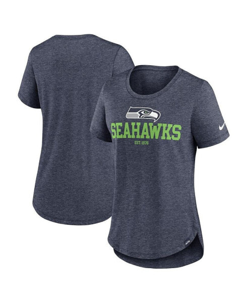 Women's Heather College Navy Seattle Seahawks Fashion Tri-Blend T-Shirt