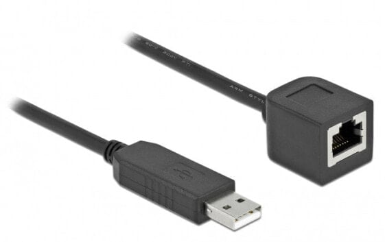 Delock Serial Connection Cable with FTDI chipset - USB 2.0 Type-A male to RS-232 RJ45 male 50 cm black - Black - 0.5 m - RJ-45 - USB 2.0 Type-A - Female - Male