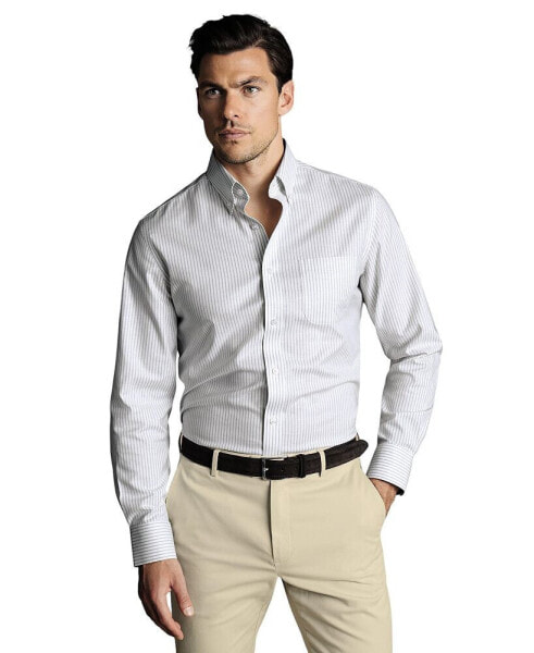 Men's Slim Fit Button-Down Collar Non-Iron Stretch Stripe Oxford Shirt