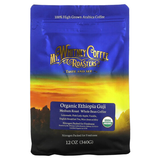 Mt. Whitney Coffee Roasters, Organic Ethiopia Guji, кофе в зернах, средней обжарки, 340 г (12 унций)