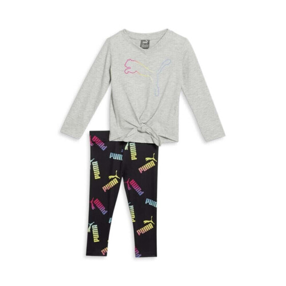 Puma TwoPiece Long Sleeve T-Shirt & Leggings Set Toddler Girls Black, Grey Casua