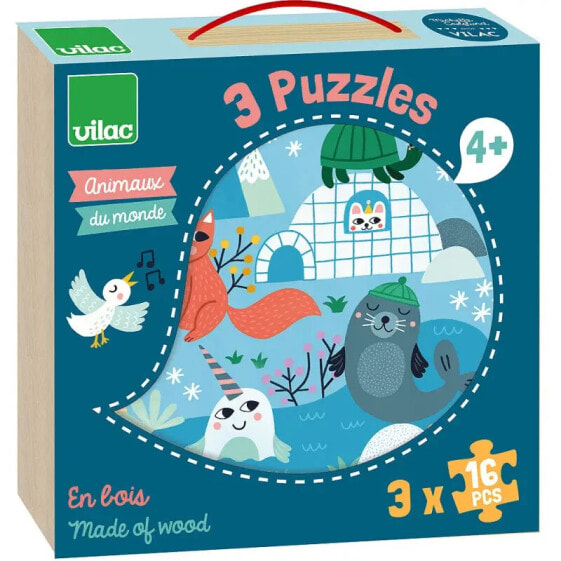 Puzzlebox 3x16 Stück Tiere der Welt
