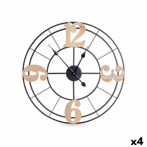 Настенное часы Чёрный Металл Деревянный MDF 60 x 60 x 5 cm (4 штук)