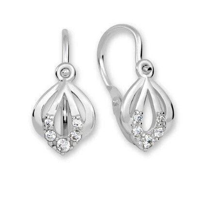 Gentle white gold earrings with clear crystals 239 001 00728 07