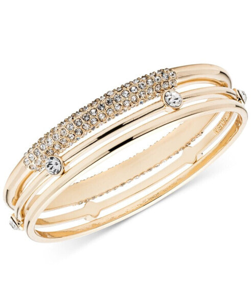 Gold-Tone 3-Pc. Set Crystal Bangle Bracelet, Created for Macy's