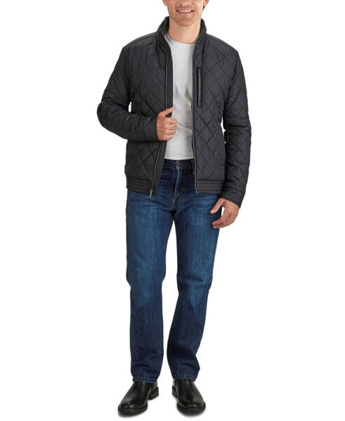 Cole Hann Men's Diamond Quilt Jacket with Faux Sherpa Lining