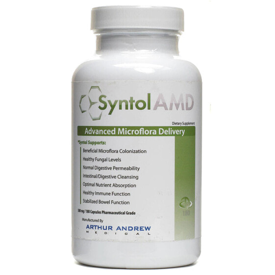 Arthur Andrew Medical Inc. Syntol AMD Advanced Microflora Delivery Комбинация пробиотиков, пребиотиков и ферментов,  для очистки пищеварительного тракта 180 капсул