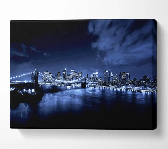 New York City Night Blues Glow Wandkunst