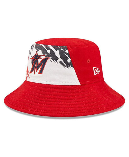 Men's Red Miami Marlins 2022 4th of July Bucket Hat