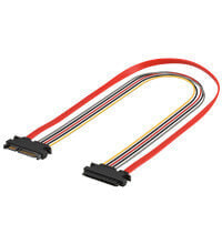 Wentronic PC SATA Data and Power Extension Cable - 0.5 m - 0.5 m - SATA III - SATA 7-pin + 15-pin - SATA 7-pin + 15-pin - Male/Female - Black - Orange - Red - Yellow