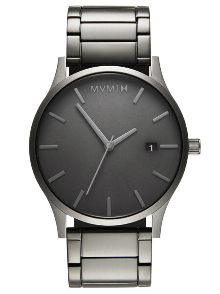 Мужские наручные часы с черным браслетом MVMT D-MM01-GR Classic Monochrome Link Mens 45mm 3ATM