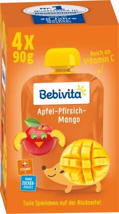 Quetschie Kinderspass Apfel-Pfirsich-Mango ab 1 Jahr (4x90 g), 360 g