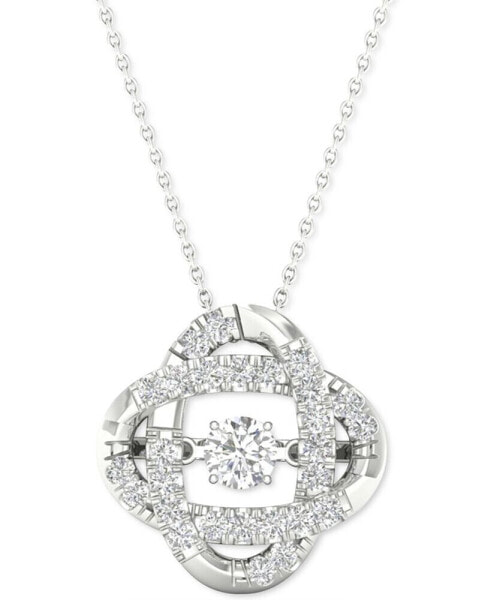 Diamond Interlocking Oval 18" Pendant Necklace (1/4 ct. t.w.) in 10k White Gold