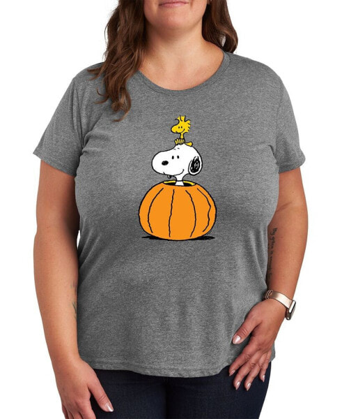 Trendy Peanuts Pumpkin Tee Plus Size Graphic T-shirt