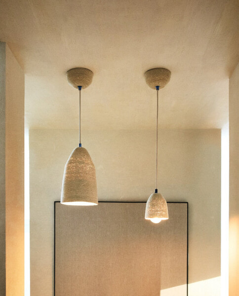 Conical seagrass ceiling lamp