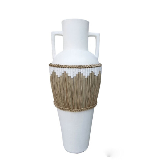 Floor vase Romimex White Natural Ceramic Natural Fibre 30 x 100 x 30 cm