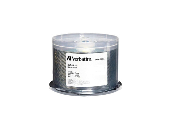 Verbatim 8.5GB 8X DVD+R DL 50 Packs DataLifePlus Shiny Silver Disc Model 96732