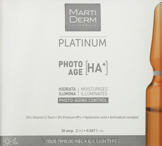 Straffende und aufhellende Gesichtsampullen mit Anti-Pollution-Effekt - Martiderm Platinum Photo-Age Ampollas 30 St.