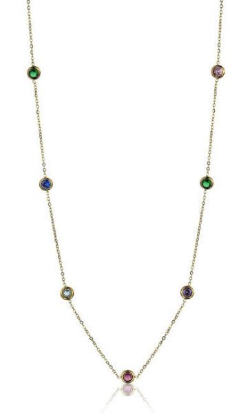 Gold Plated Necklace with Colored Crystals Phoebe EWN23095G