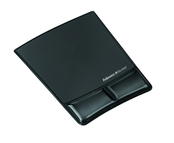 Fellowes Health-V Crystal Mouse Pad/Wrist Support Black - Black - Monochromatic - Gel - Plastic - Wrist rest