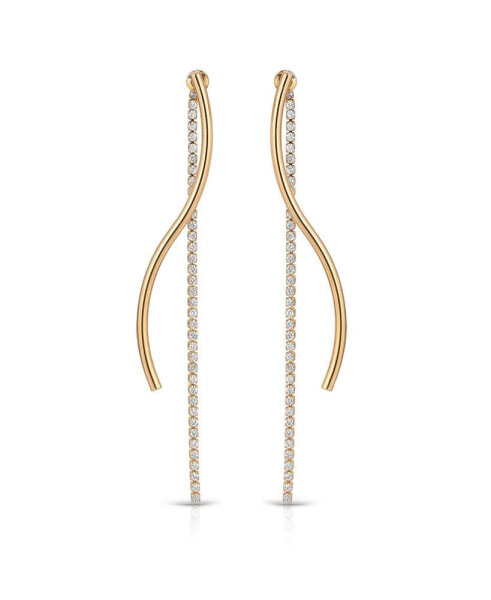 Spin Around 18k Gold Plated Linear Dangle Earrings