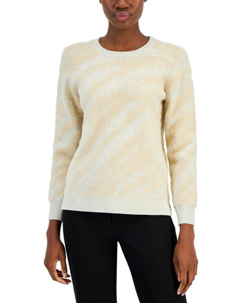 Women's Patterned Eyelash Crewneck Sweater