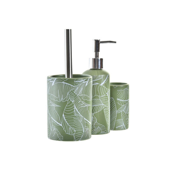 Набор для ванной DKD Home Decor Зеленый Серебристый полипропилен Dolomite Тропический Лист растения 9,5 x 9,5 x 37 cm