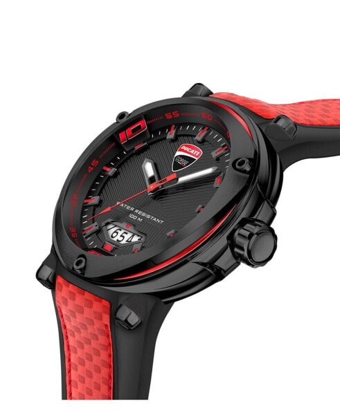 Men's Partenza Black and Red Silicone Strap Watch 49mm