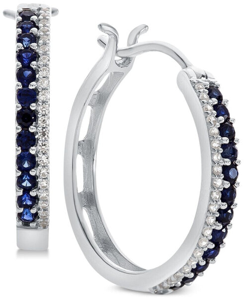 Серьги Macy's Sapphire & Diamond Hoop