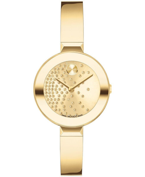 Women's Bold Bangles Swiss Quartz Ionic Plated Light Gold-Tone 2 Steel Watch 28mm