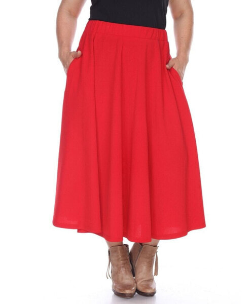 Plus Size Flared Midi Skirt