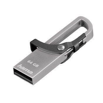 Hama "Hook-Style" - 64 GB - USB Type-A - 2.0 - 15 MB/s - Capless - Gray