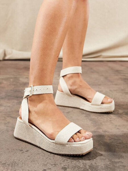 ASOS DESIGN Tati flatform sandals in natural fabrication 